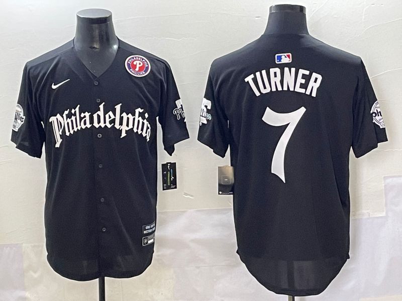 Men 2025 Philadelphia Phillies #7 Turner Black Five generations Joint Name Nike MLB Jersey style 8
